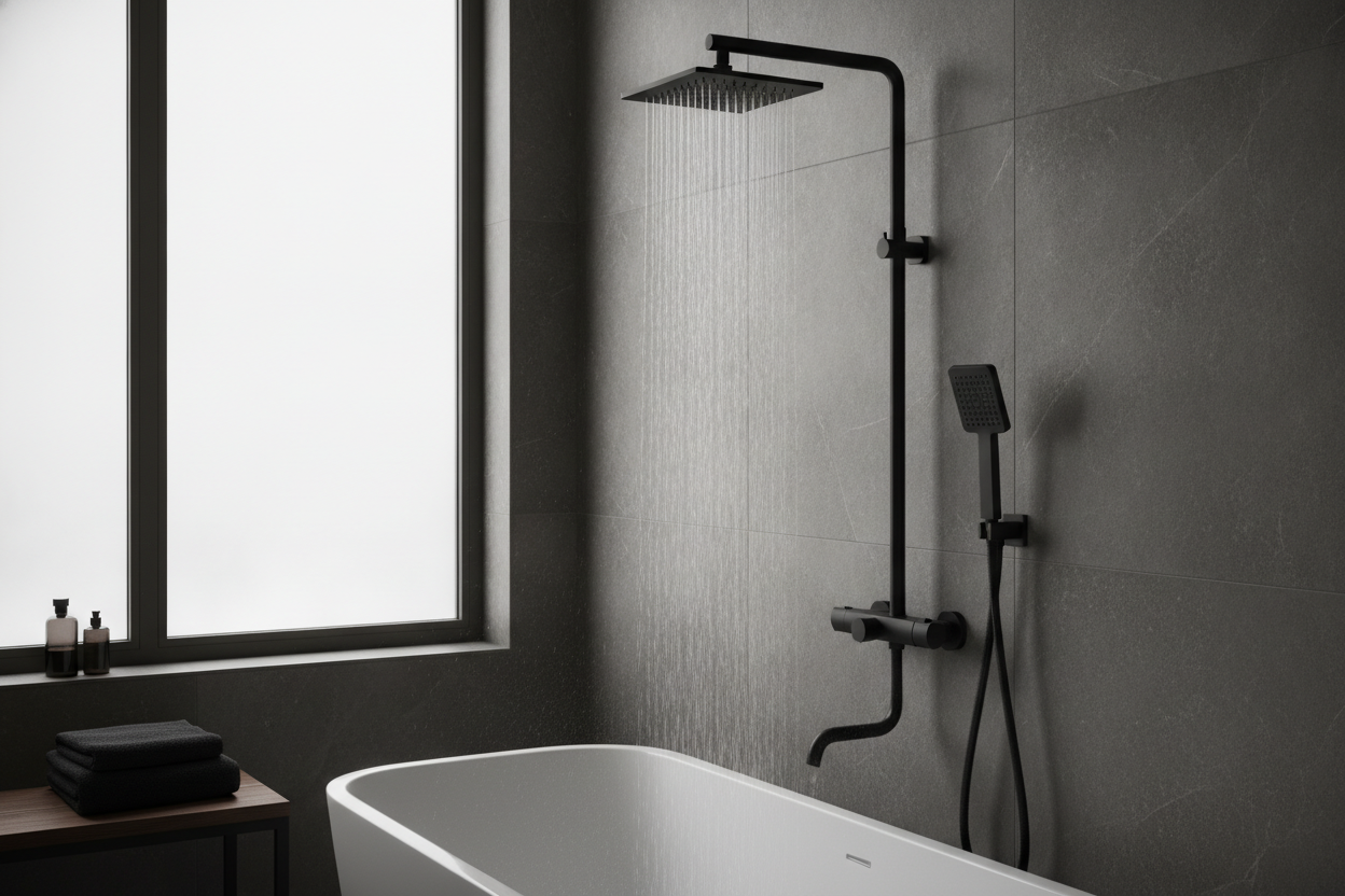 Opgrader dit badeværelse med et elegant Grohe brusesæt i sort